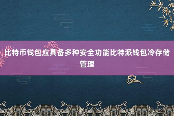 比特币钱包应具备多种安全功能比特派钱包冷存储管理