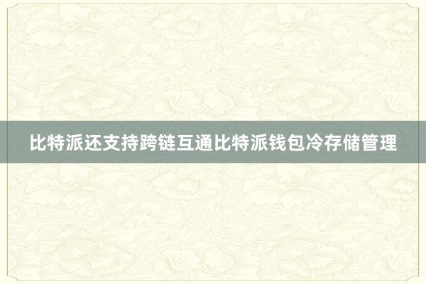 比特派还支持跨链互通比特派钱包冷存储管理