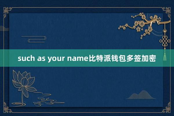 such as your name比特派钱包多签加密