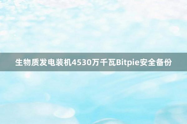 生物质发电装机4530万千瓦Bitpie安全备份