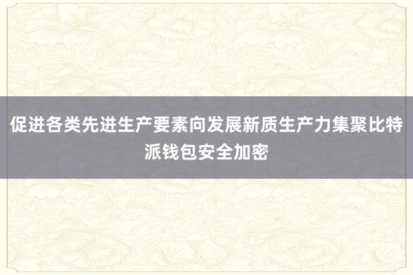 促进各类先进生产要素向发展新质生产力集聚比特派钱包安全加密