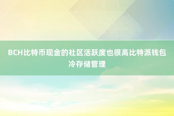 BCH比特币现金的社区活跃度也很高比特派钱包冷存储管理