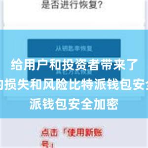 给用户和投资者带来了巨大的损失和风险比特派钱包安全加密